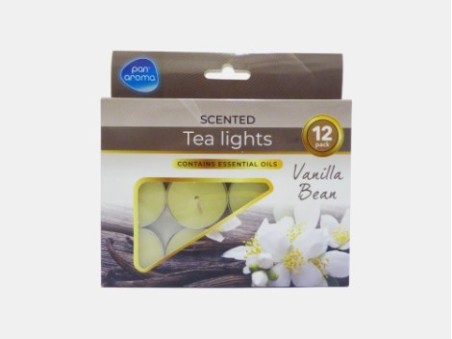 Pan Aroma 12 Vanilla Bean Scented Tea Lights