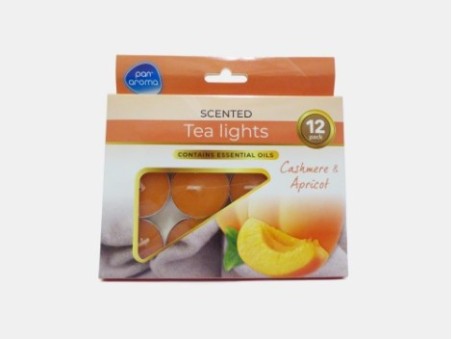 Pan Aroma 12 Cashmere & Apricot Scented Tea Lights