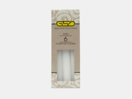 GSD 6 White Household Candles