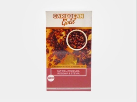 Caribbean Gold Sorrel-Hibiscus, Rosehip & Stevia (18 Sachets) (31.5g)
