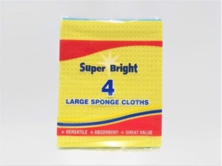 Super Bright Four Large Sponge Cloths (75g)