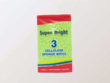 Super Bright Three Cellulose Sponge Wipes (30g)