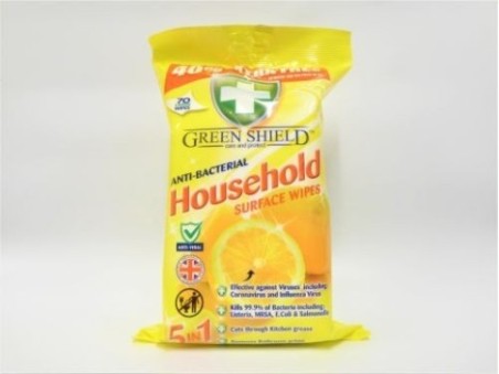 Green Shield Seventy Anti-Bacterial Household Surface Wipes (400g)
